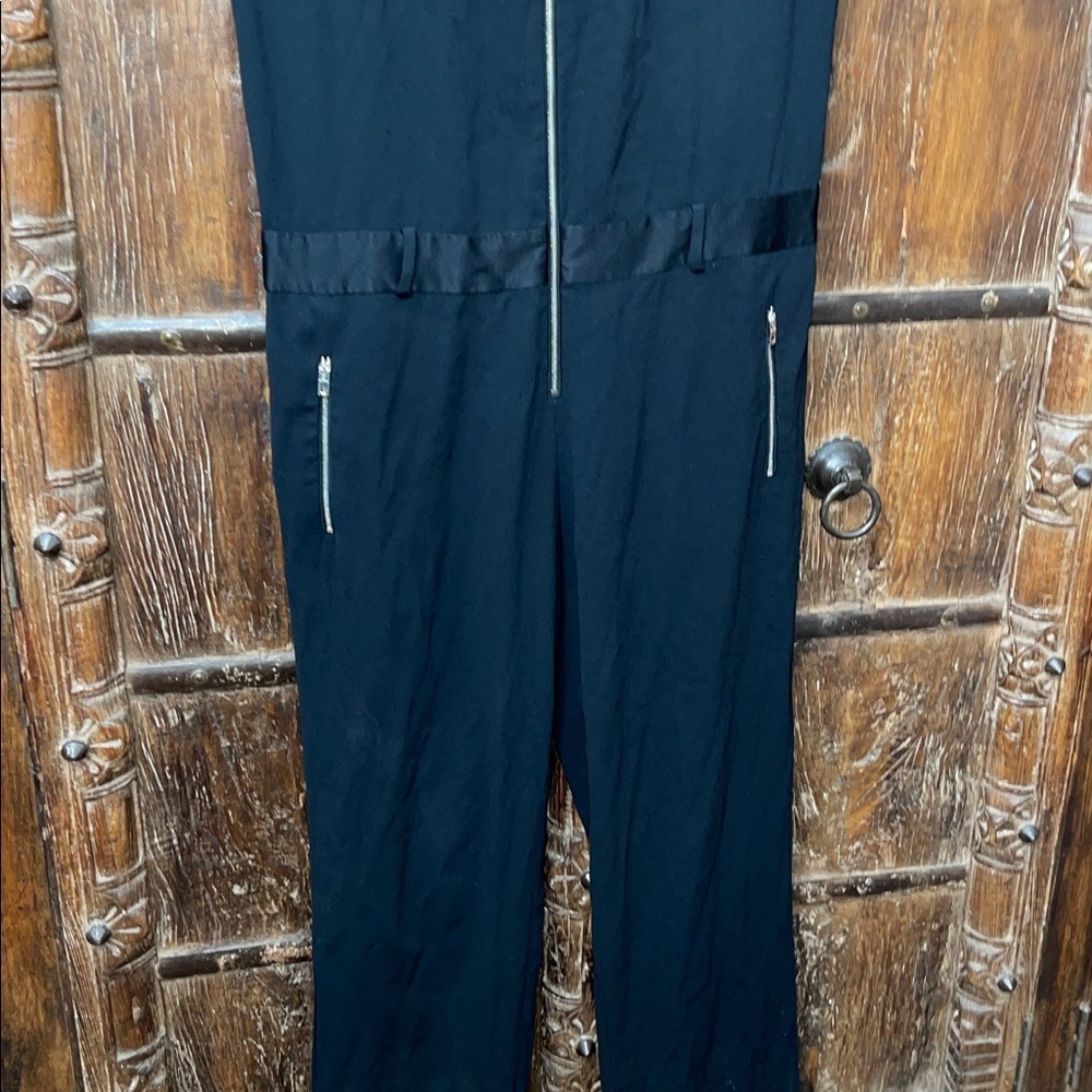 Rag & Bone Mareth Black Crepe Sleeveless Zip Jumpsuit Sz 6 Minimalist One-Piece